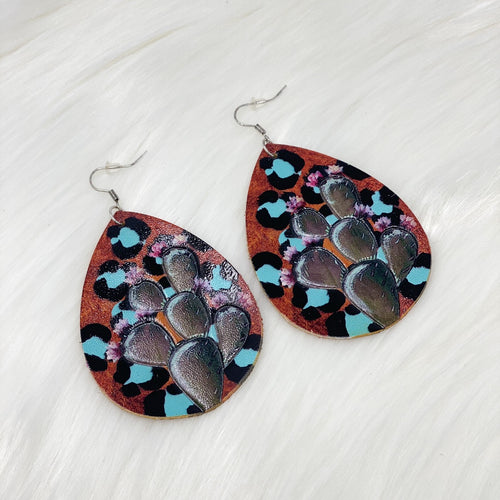 Leather Cactus Earrings