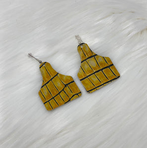 Leather & Cowhide Ear Tag Earrings