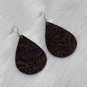 Leather & Cowhide Teardrop Earrings