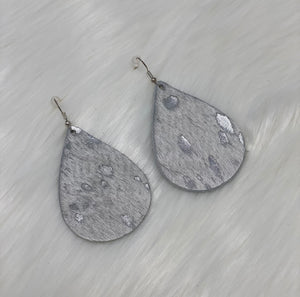 Leather & Cowhide Teardrop Earrings