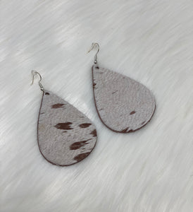 Leather & Cowhide Teardrop Earrings