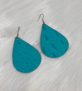 Leather & Cowhide Teardrop Earrings