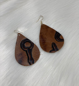 Leather & Cowhide Teardrop Earrings