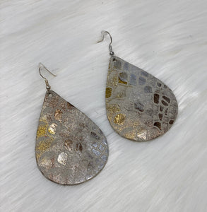 Leather & Cowhide Teardrop Earrings