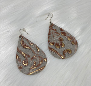 Leather & Cowhide Teardrop Earrings