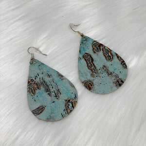 Leather & Cowhide Teardrop Earrings