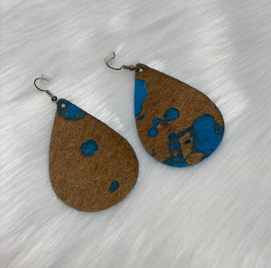 Leather & Cowhide Teardrop Earrings