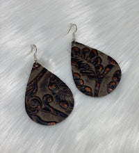 Load image into Gallery viewer, Leather &amp; Cowhide Teardrop Earrings