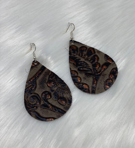 Leather & Cowhide Teardrop Earrings