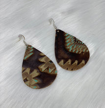 Load image into Gallery viewer, Leather &amp; Cowhide Teardrop Earrings