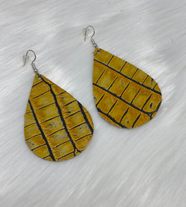 Leather & Cowhide Teardrop Earrings