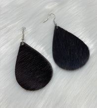 Load image into Gallery viewer, Leather &amp; Cowhide Teardrop Earrings