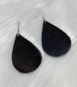 Leather & Cowhide Teardrop Earrings