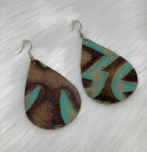 Load image into Gallery viewer, Leather &amp; Cowhide Teardrop Earrings