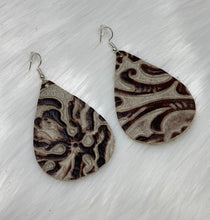 Load image into Gallery viewer, Leather &amp; Cowhide Teardrop Earrings