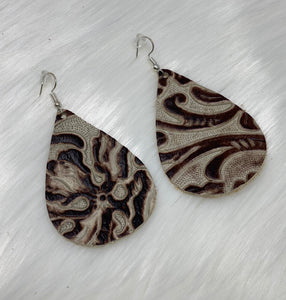 Leather & Cowhide Teardrop Earrings