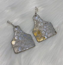 Load image into Gallery viewer, Leather &amp; Cowhide Ear Tag Earrings