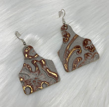 Load image into Gallery viewer, Leather &amp; Cowhide Ear Tag Earrings