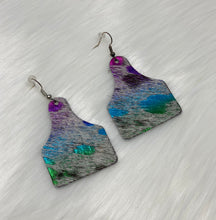 Load image into Gallery viewer, Leather &amp; Cowhide Ear Tag Earrings