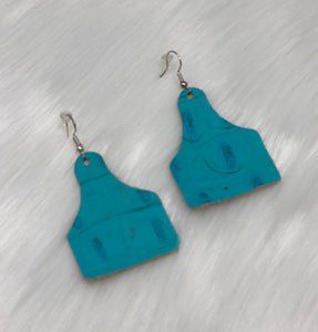 Leather & Cowhide Ear Tag Earrings