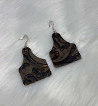 Load image into Gallery viewer, Leather &amp; Cowhide Ear Tag Earrings