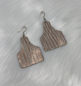 Leather & Cowhide Ear Tag Earrings