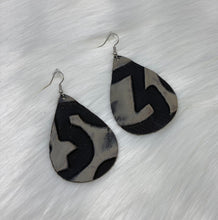 Load image into Gallery viewer, Leather &amp; Cowhide Teardrop Earrings