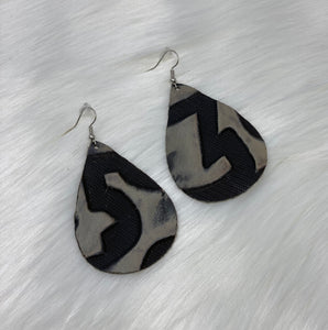 Leather & Cowhide Teardrop Earrings