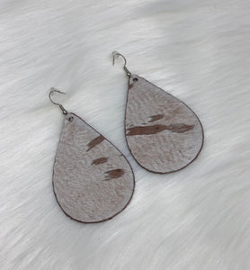 Leather & Cowhide Teardrop Earrings