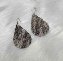 Load image into Gallery viewer, Leather &amp; Cowhide Teardrop Earrings