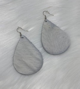 Leather & Cowhide Teardrop Earrings