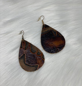 Leather & Cowhide Teardrop Earrings