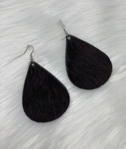 Leather & Cowhide Teardrop Earrings