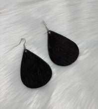 Load image into Gallery viewer, Leather &amp; Cowhide Teardrop Earrings