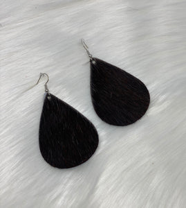 Leather & Cowhide Teardrop Earrings