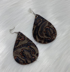 Leather & Cowhide Teardrop Earrings