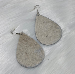 Leather & Cowhide Teardrop Earrings