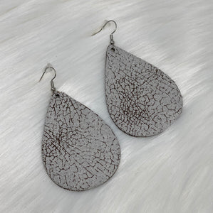 Leather & Cowhide Teardrop Earrings