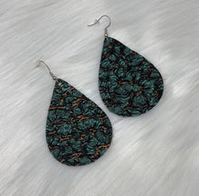 Load image into Gallery viewer, Leather &amp; Cowhide Teardrop Earrings