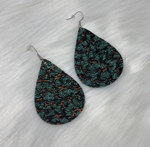 Leather & Cowhide Teardrop Earrings