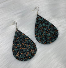 Load image into Gallery viewer, Leather &amp; Cowhide Teardrop Earrings