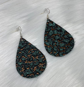 Leather & Cowhide Teardrop Earrings