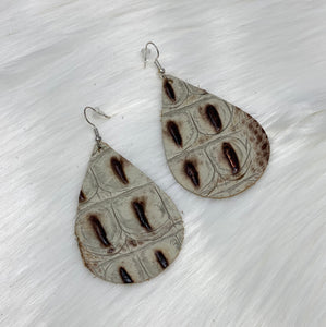 Leather & Cowhide Teardrop Earrings