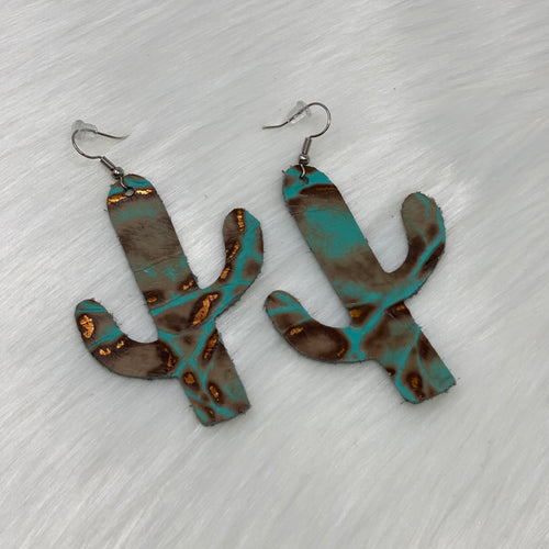 Leather Cactus Earrings