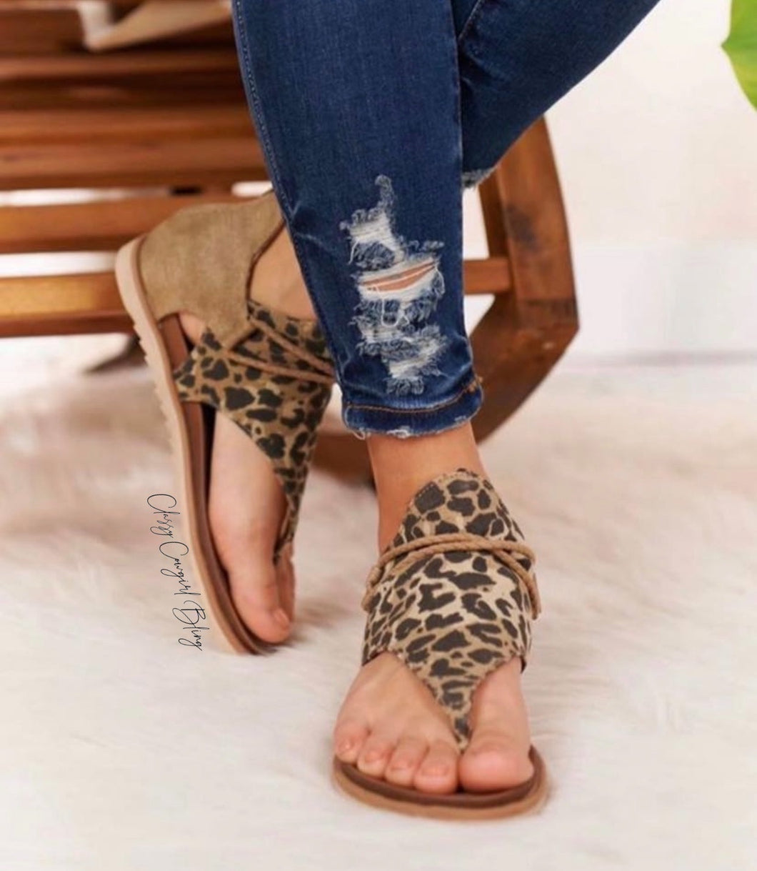 Leopard Sparta Sandals Classy Cowgirl Bling LLC