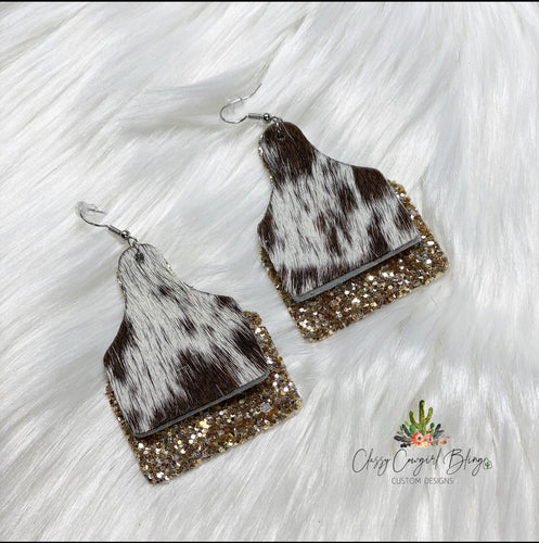 Cowhide & Glitter Earrings