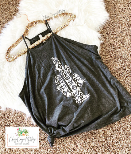 High Neck Tribal Cactus Tank