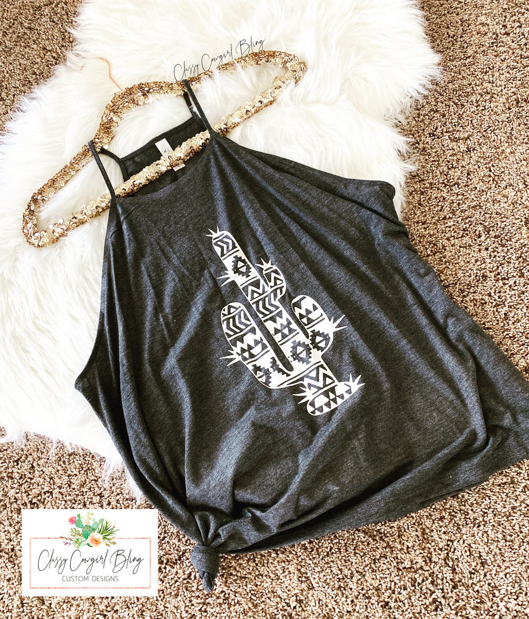 High Neck Tribal Cactus Tank