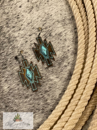 Copper & Turquoise Aztec Earrings