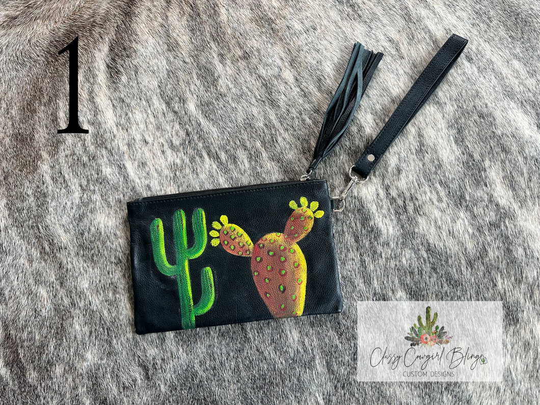 Hand Painted Cactus Clutch